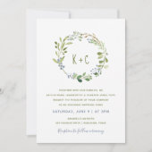 緑のリース結婚式招待状ズダスティブルー 招待状 (正面)