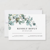 緑のリース結婚式RSVPカード 出欠カード (正面)