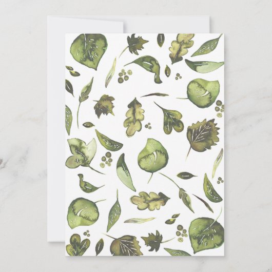 緑のリース絵を描生まれたばかりのベビー写真誕生 案内状 (裏面)