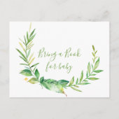 緑のリース葉がブックカードの赤ちゃんシャワーを持参 インビテーションポストカード (裏面)