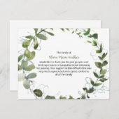 緑のリース葬儀スクリプトサンキューノートカード サンキューカード (正面/裏面)