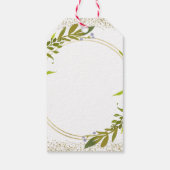 緑のリース金ゴールドクロスガールバプテスマ ギフトタグ (裏面)