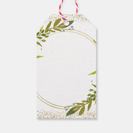 緑のリース金ゴールドクロスガールバプテスマ ギフトタグ (裏面)