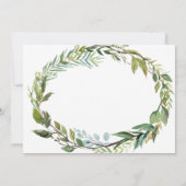 緑のリース金ゴールドクロスボーイバプテスマ写真 招待状 (裏面)