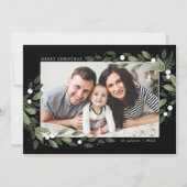 緑のリース霜の降りたフォトカード 招待状 (正面)