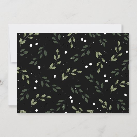 緑のリース霜の降りたフォトカード 招待状 (裏面)