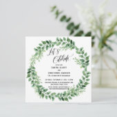 緑のリース 受付のみの結婚式 招待状 (スタンド正面)