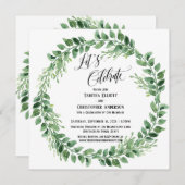 緑のリース　受付のみを祝う 招待状 (正面/裏面)