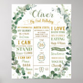  緑のリース 誕生日 マイルストーン 出生統計  ポスター (正面)