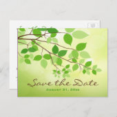緑のリーフィーブランチ日付のポストカードを保存 案内ポストカード (正面/裏面)