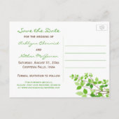 緑のリーフィーブランチ日付のポストカードを保存 案内ポストカード (裏面)