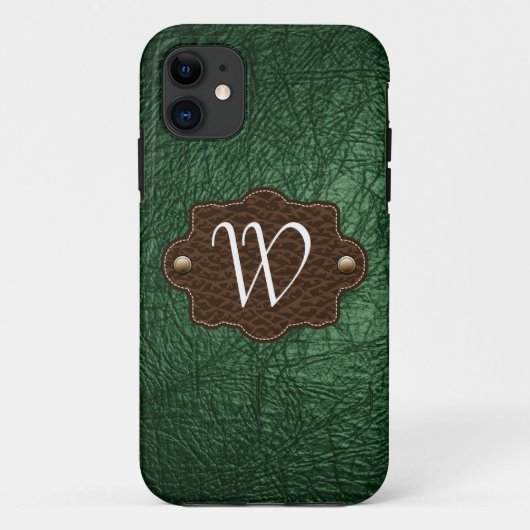 緑のレザールックのモノグラムのなiPhone 5 Case-Mate iPhoneケース (裏面)