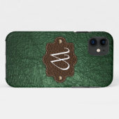緑のレザールックのモノグラムのなiPhone 5 Case-Mate iPhoneケース (裏面(横))