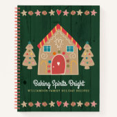 緑のレシピクックブックジンジャーブレッド素朴ウッドかわいい ノートブック (正面)