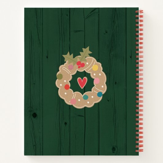 緑のレシピクックブックジンジャーブレッド素朴ウッドかわいい ノートブック (裏面)