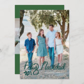 緑のレターフェリズNavidad写真クリスマスカード シーズンカード (正面/裏面)