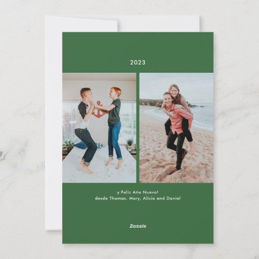 緑のレターフェリズNavidad写真クリスマスカード シーズンカード (裏面)