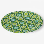 緑のレトロな花 ペーパープレート (アングル)
