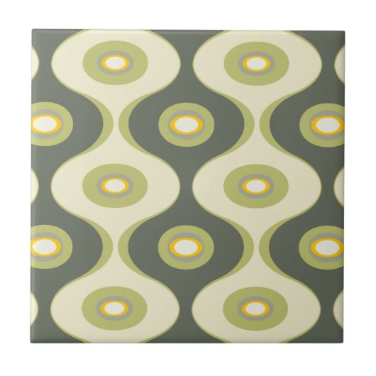 緑のレトロのカーブおよび楕円形 タイル (正面)