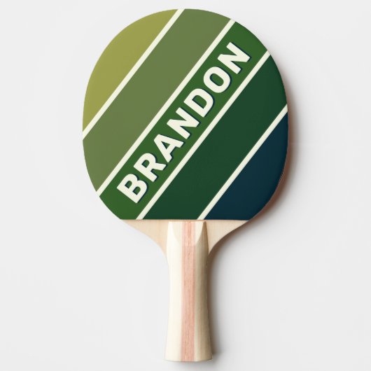 緑のレトロはっきりした5ストライプの名 卓球ラケット (正面)