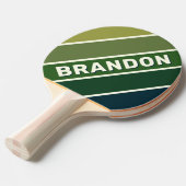 緑のレトロはっきりした5ストライプの名 卓球ラケット (正面アングル)