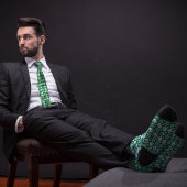 緑のレトロアーガイルボーリングピン ネクタイ