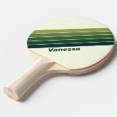 緑のレトロストライプの5名 卓球ラケット (正面アングル)