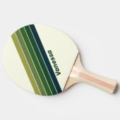 緑のレトロストライプの5名 卓球ラケット (横)