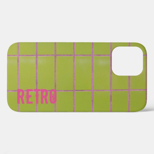 緑のレトロタイル80s 70s 60sヴィンテージ背景 Case-Mate iPhoneケース (裏面 (横))