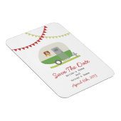 緑のレトロトレーラー日付の保存 マグネット (右側)