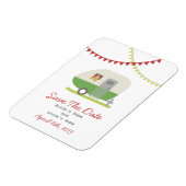 緑のレトロトレーラー日付の保存 マグネット (左側)