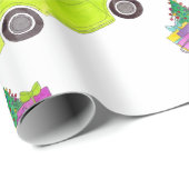 緑のレトロフィアット500クリスマスギフトウォーターカラー ラッピングペーパー (ロールコーナー)