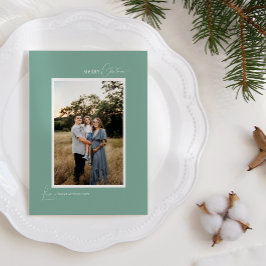 緑のレトロボホミニマリストの手紙と写真 シーズンカード