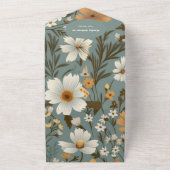 緑のレトロ小さな野草の赤ちゃんシャワー オールインワン招待状 (外側)