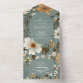 緑のレトロ小さな野草の赤ちゃんシャワー オールインワン招待状 (内側)
