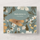 緑のレトロ小さな野草の赤ちゃんシャワー オールインワン招待状 (裏面)