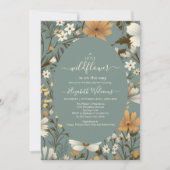 緑のレトロ小さな野草の赤ちゃんシャワー 招待状 (正面)