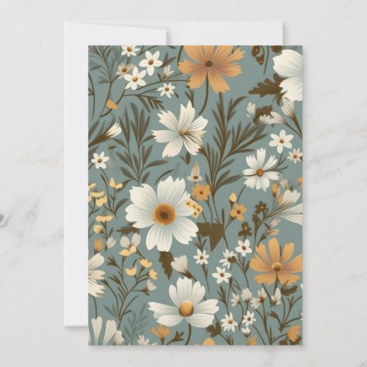 緑のレトロ小さな野草の赤ちゃんシャワー 招待状 (裏面)