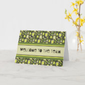 緑のレトロ従業員ウェルカムカード カード (黄色い花)