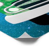 緑のレトロ車の男の赤ちゃん誕生状態誕生レコード ポスター (角)