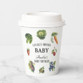 緑のレトロ野菜ローカル育ての赤ちゃんシャワー 紙コップ (裏面)