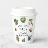 緑のレトロ野菜ローカル育ての赤ちゃんシャワー 紙コップ (正面)