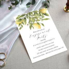 緑のレモンと結婚葉の婚約パーティ 招待状
