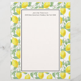 緑のレモンのパター葉ン付き黄レモン