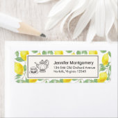 緑のレモンのパター葉ン付き黄レモン ラベル (インサイチュ)