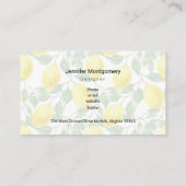 緑のレモンのパター葉ン付き黄レモン 名刺 (裏面)