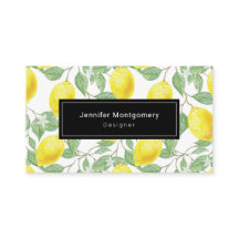 緑のレモンのパター葉ン付き黄レモン