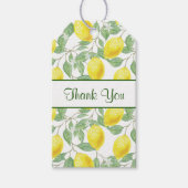 緑のレモン模様葉付き黄レモン ギフトタグ (正面)