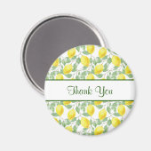 緑のレモン模様葉付き黄レモン マグネット (正面/裏面)