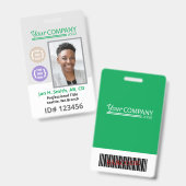緑のロゴの写真ID従業員エントリ鍵カード バッジ (正面＆裏面)
